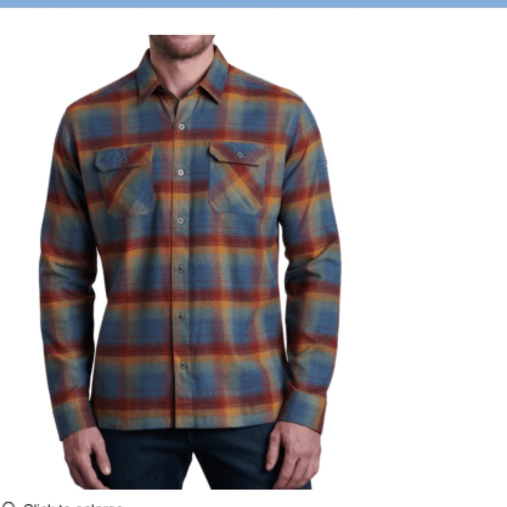 Kuhl Shirt Mens XL Kaleidoscope Plaid Long Sleeve Dillinger Flannel Hiking
